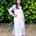 Rupa Georgette Baby Pink long  mirror work kurti